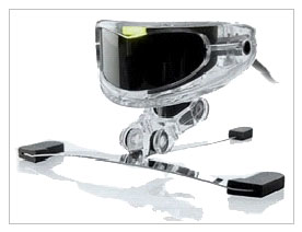 Head-tracker model TrackIR 4 Pro, by Natural Point. This model, similar in size to a webcam, is often used in low cost flight simulation systems.